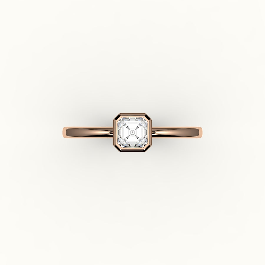 Classic Asscher Cut Bezel Ring Setting