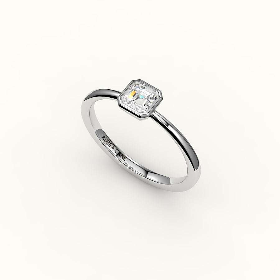 Classic Asscher Cut Bezel Ring Setting