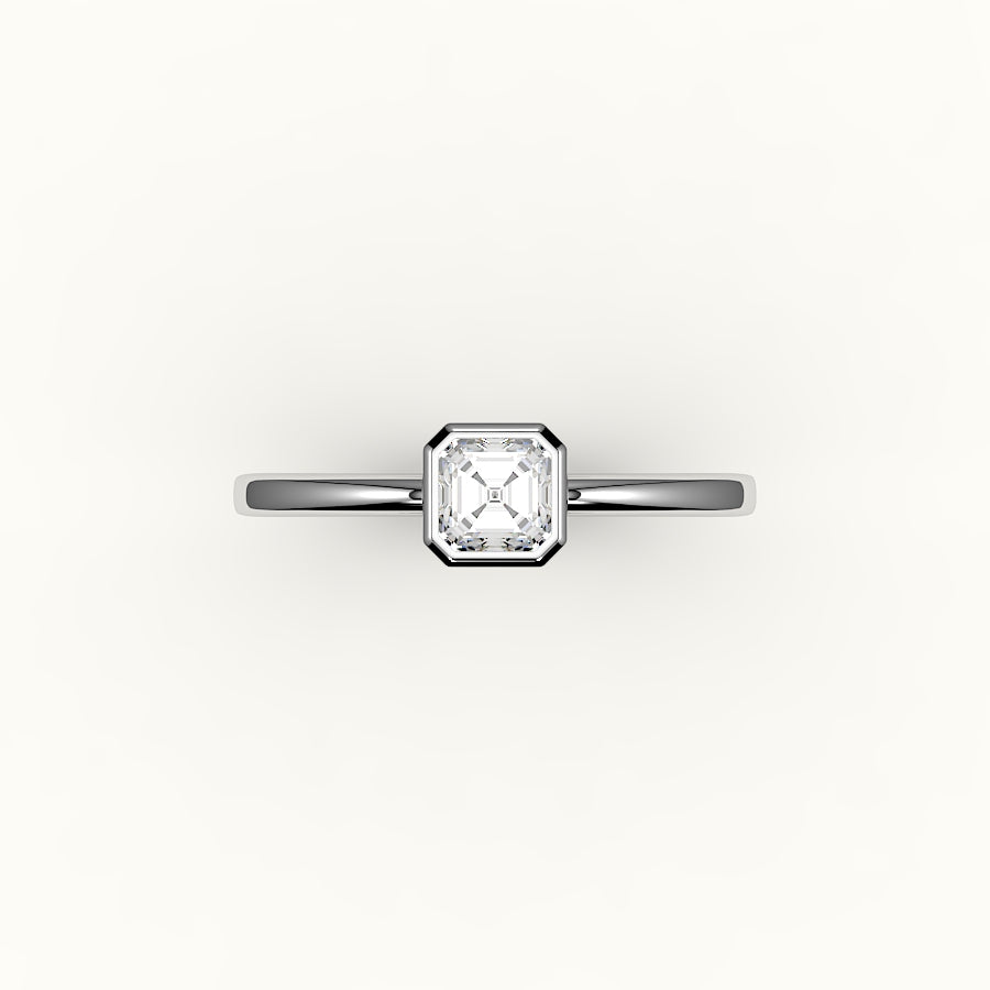 Classic Asscher Cut Bezel Ring Setting