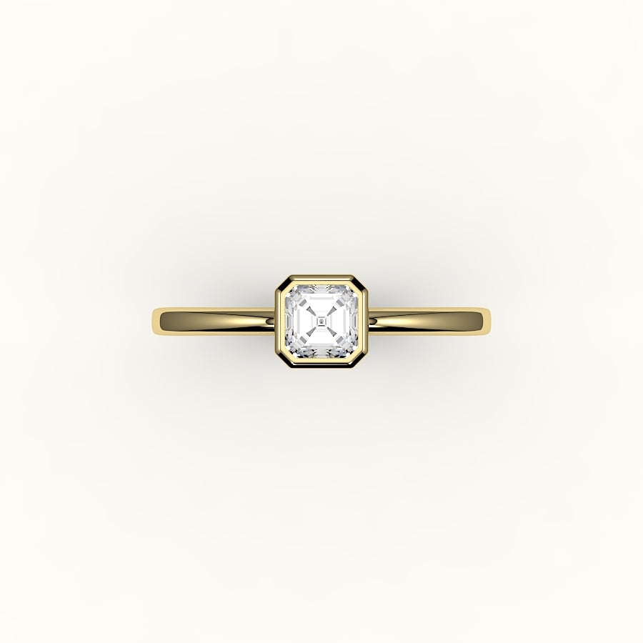 Classic Asscher Cut Bezel Ring Setting