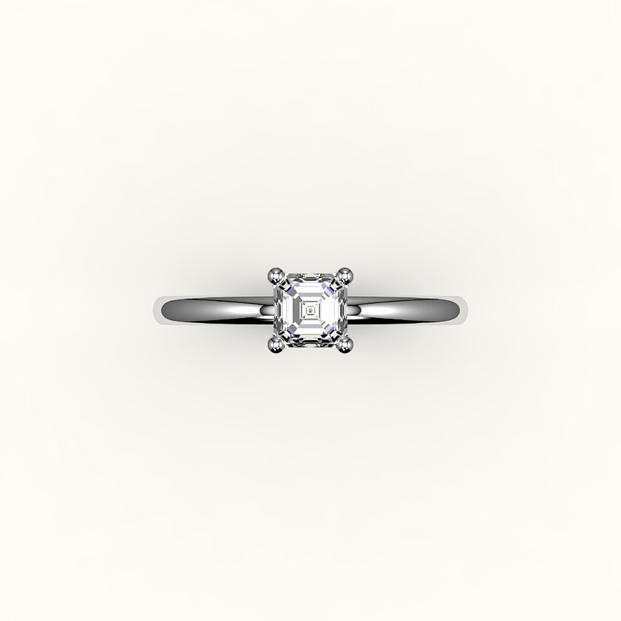 Classic Asscher Cut Solitaire Ring Setting