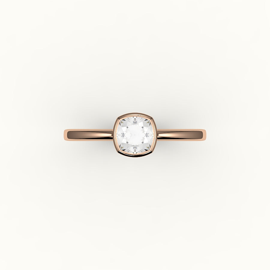 Classic Cushion Cut Bezel Ring Setting