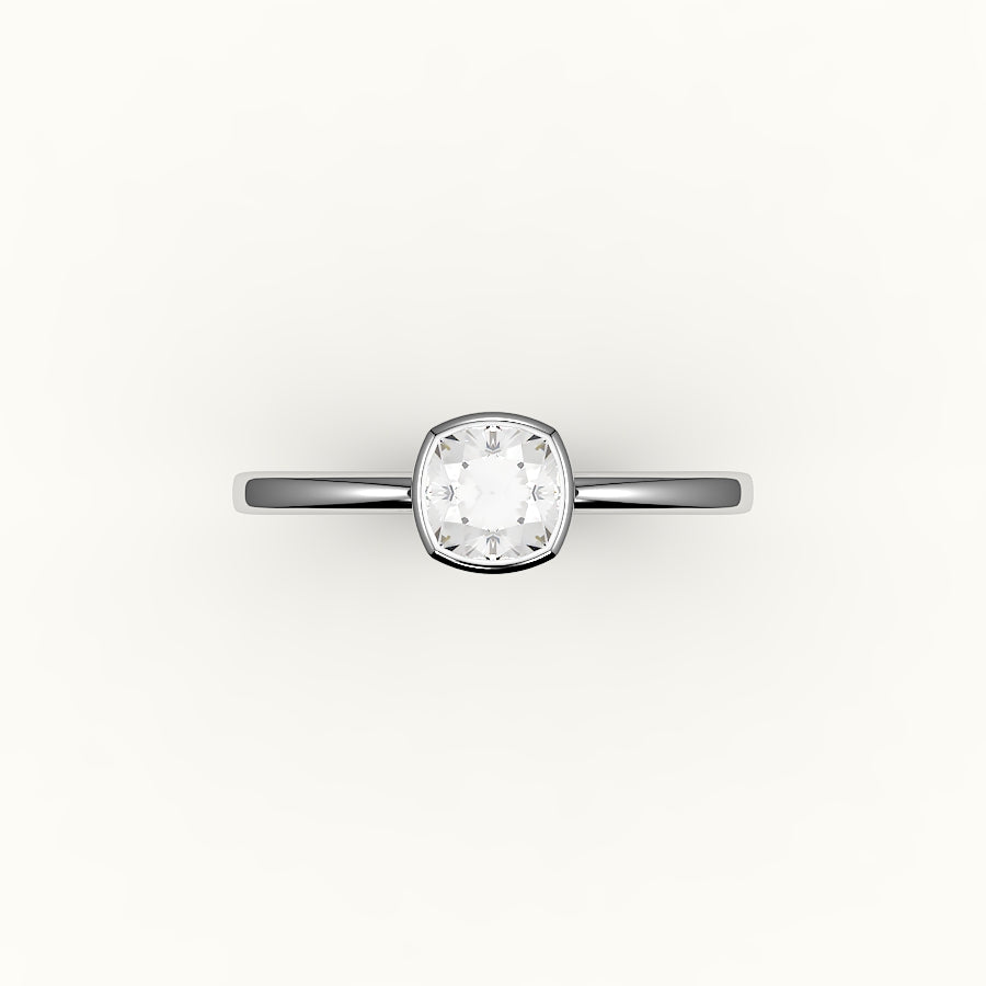 Classic Cushion Cut Bezel Ring Setting