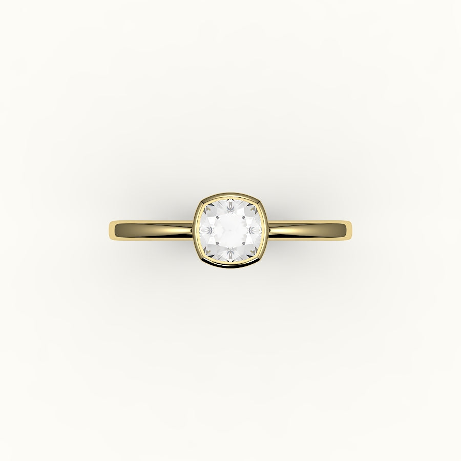 Classic Cushion Cut Bezel Ring Setting
