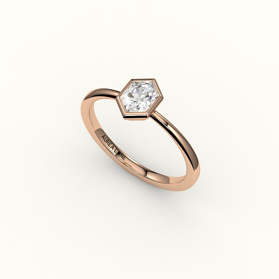 Classic Hexagon Cut Bezel Ring Setting
