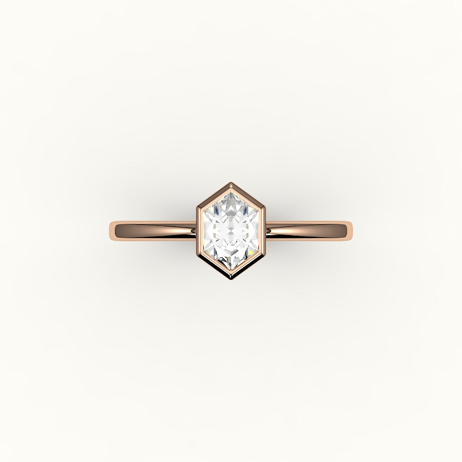 Classic Hexagon Cut Bezel Ring Setting