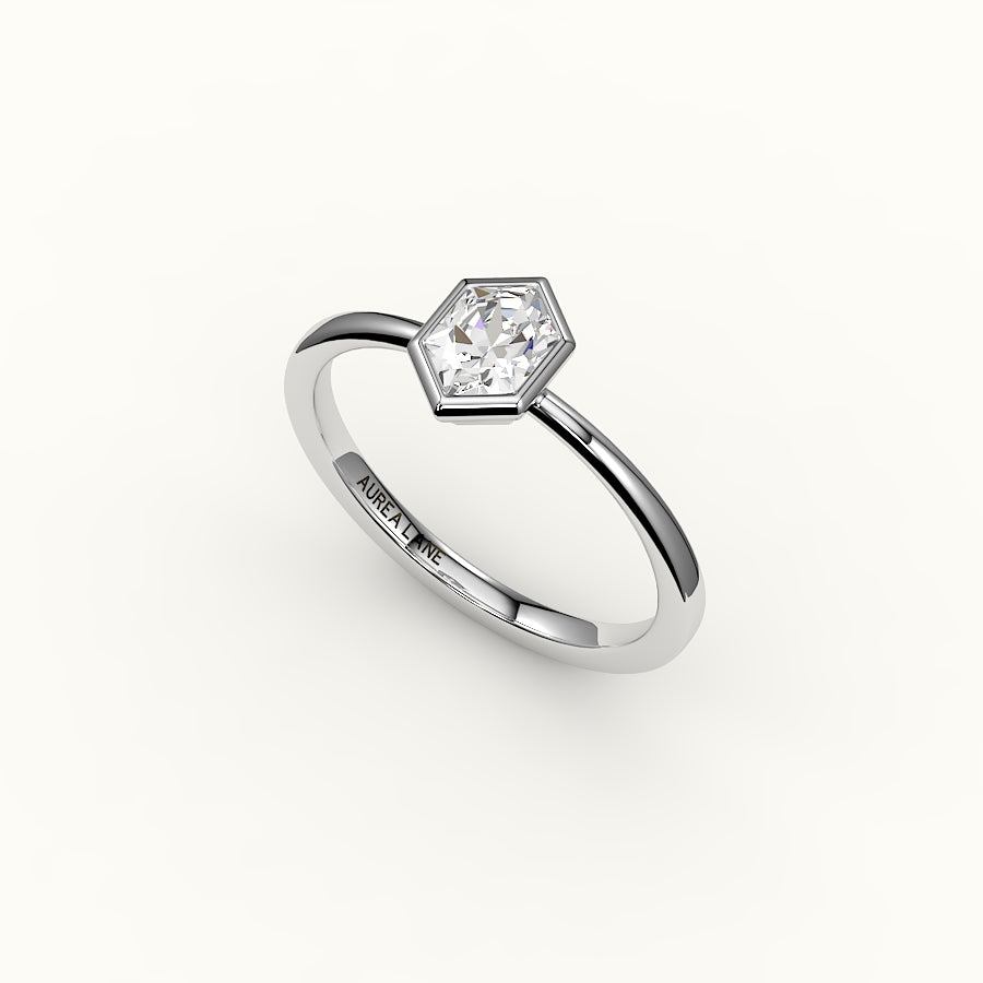 Classic Hexagon Cut Bezel Ring Setting