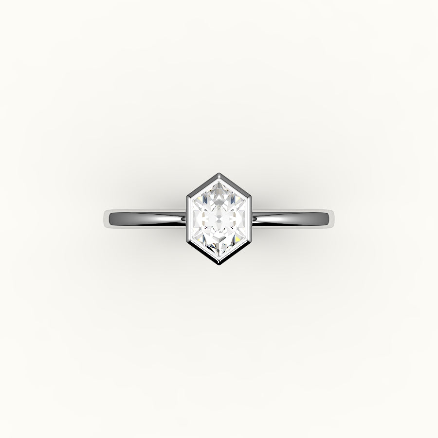 Classic Hexagon Cut Bezel Ring Setting