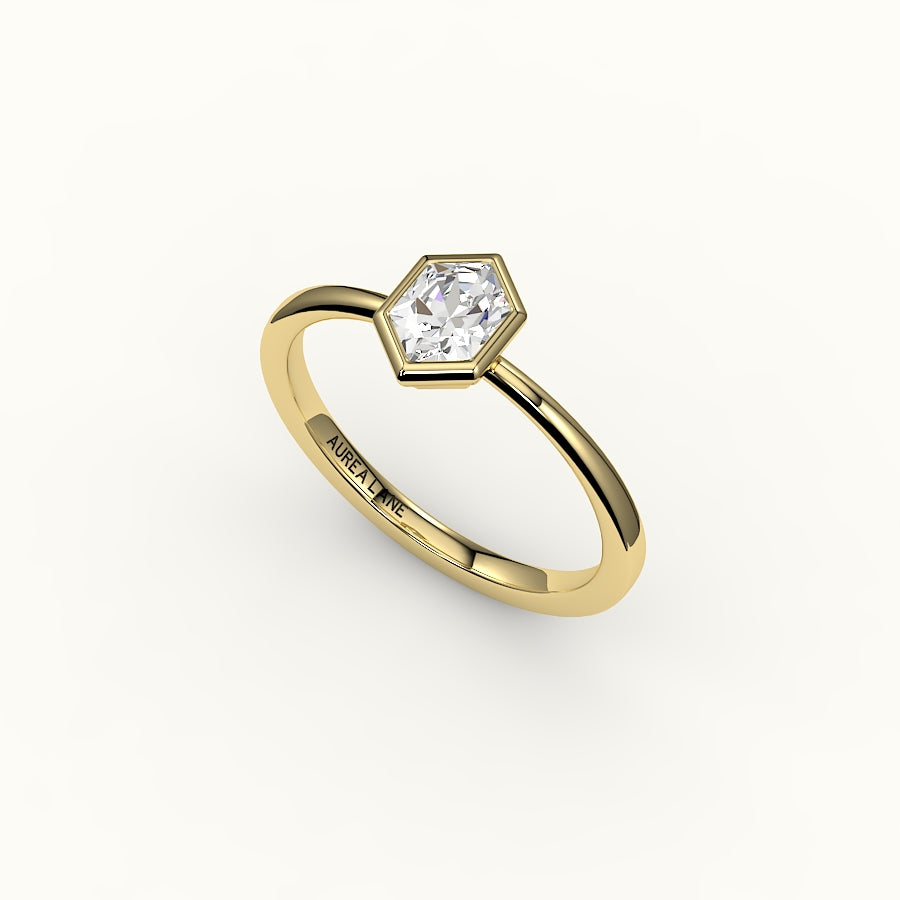 Classic Hexagon Cut Bezel Ring Setting