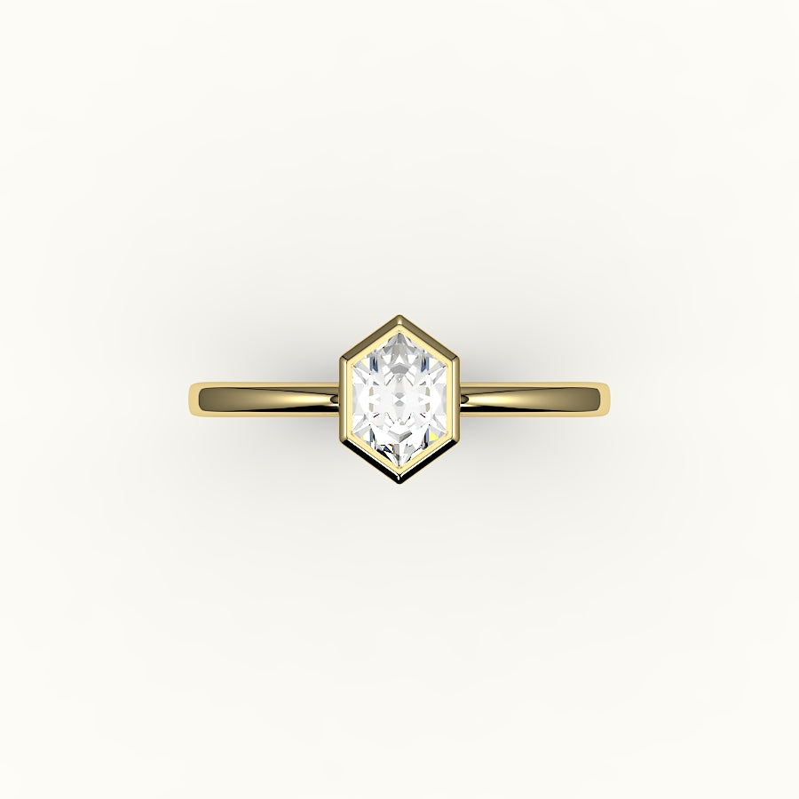 Classic Hexagon Cut Bezel Ring Setting