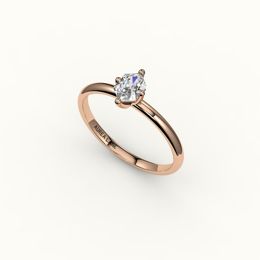 Classic Hexagon Cut Solitaire Ring Setting