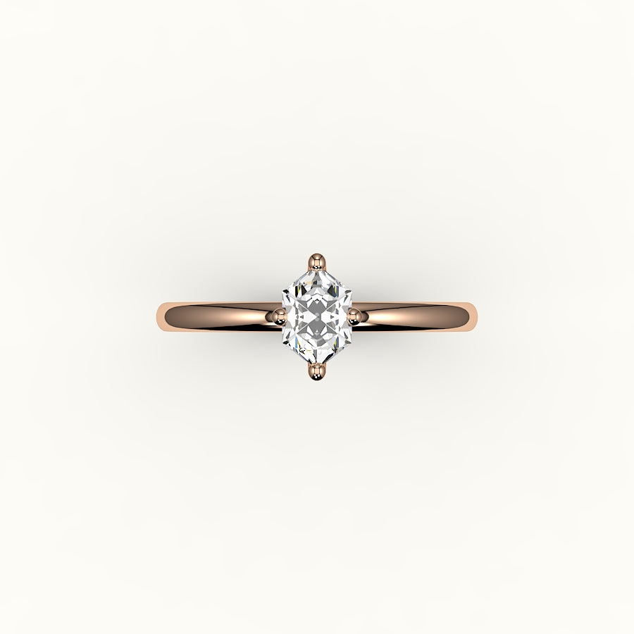 Classic Hexagon Cut Solitaire Ring Setting