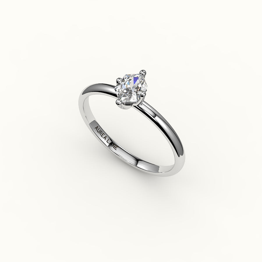 Classic Hexagon Cut Solitaire Ring Setting
