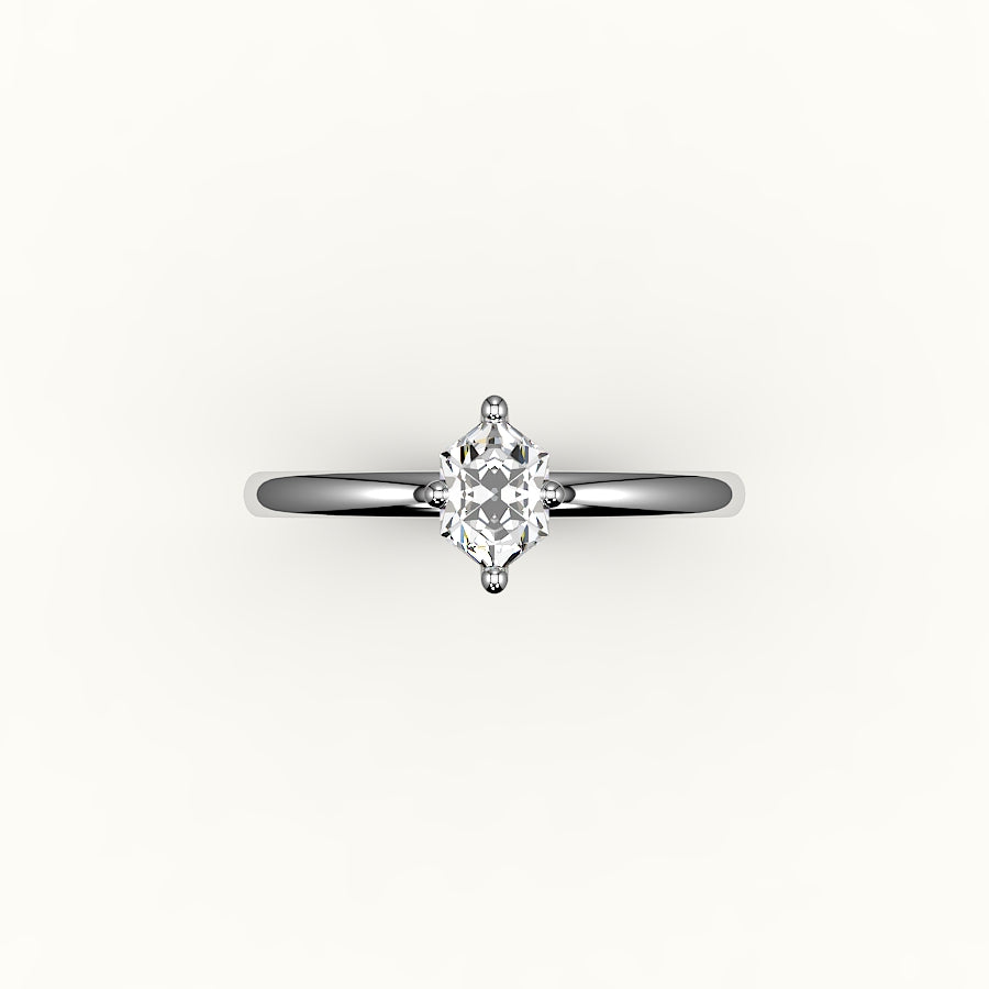 Classic Hexagon Cut Solitaire Ring Setting