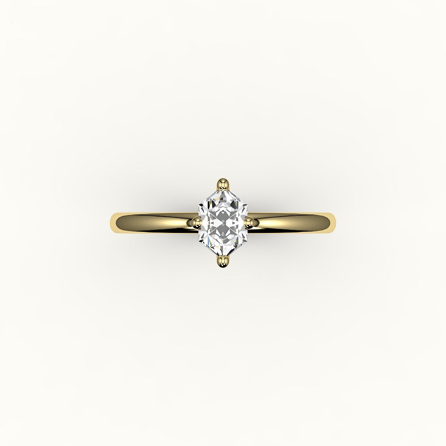 Classic Hexagon Cut Solitaire Ring Setting