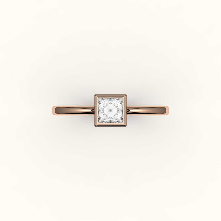 Princess Cut Bezel Ring Setting