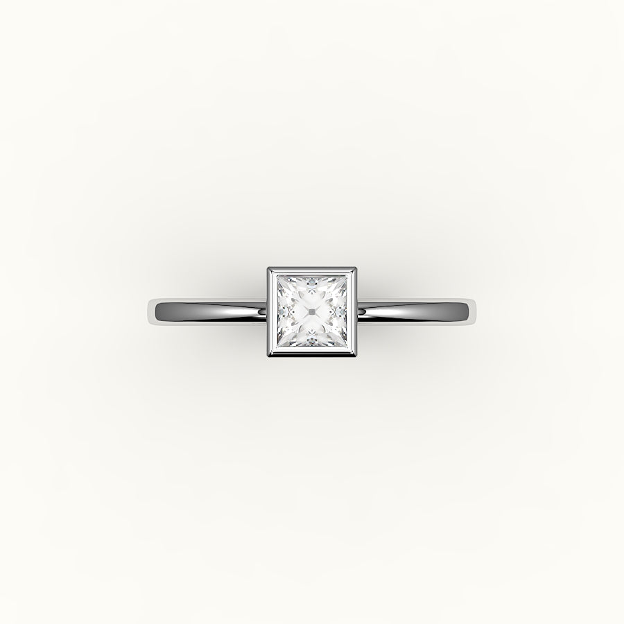 Princess Cut Bezel Ring Setting