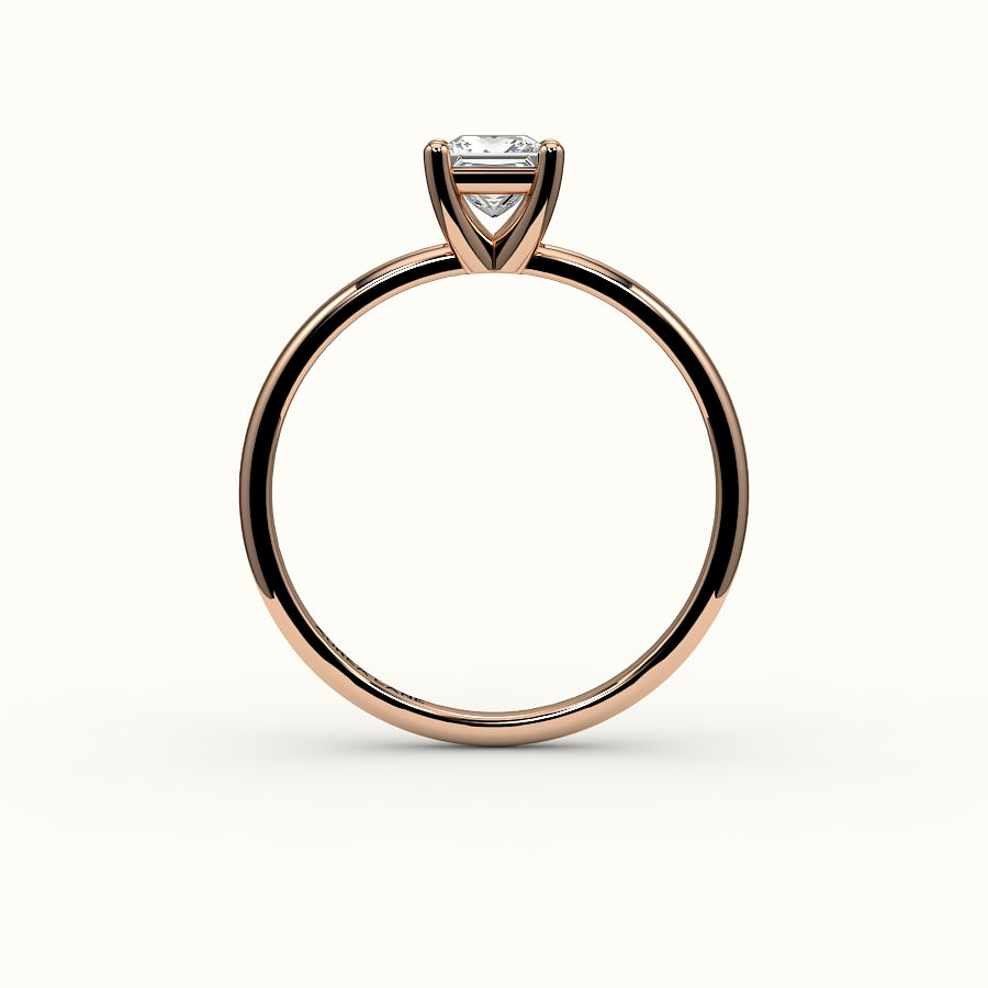 Princess Cut Solitaire Ring Setting with Support Rail