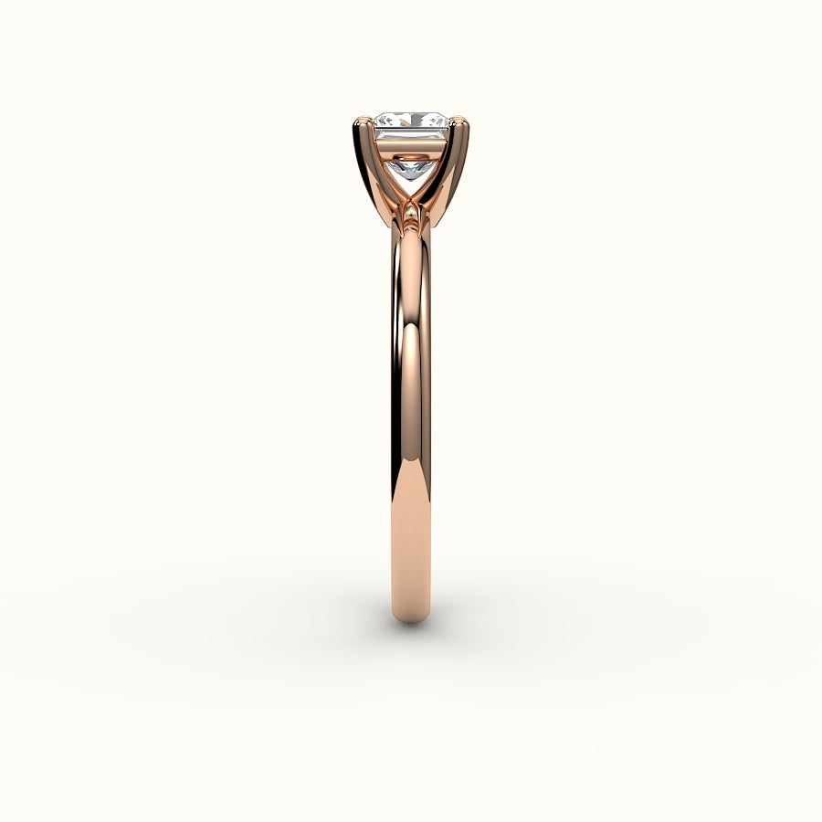 Princess Cut Solitaire Ring Setting with Support Rail