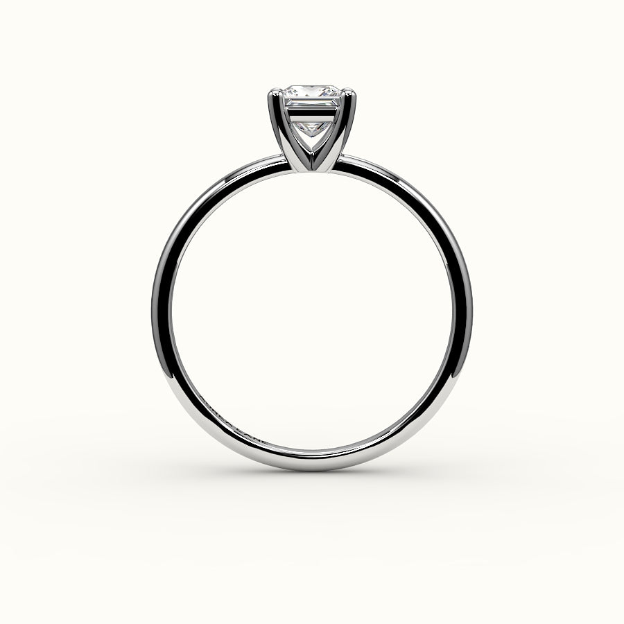Princess Cut Solitaire Ring Setting with Support Rail