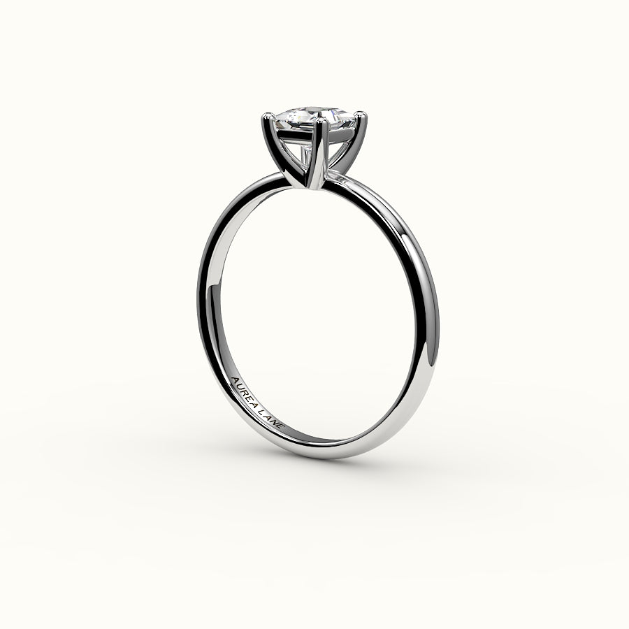 Princess Cut Solitaire Ring Setting with Support Rail