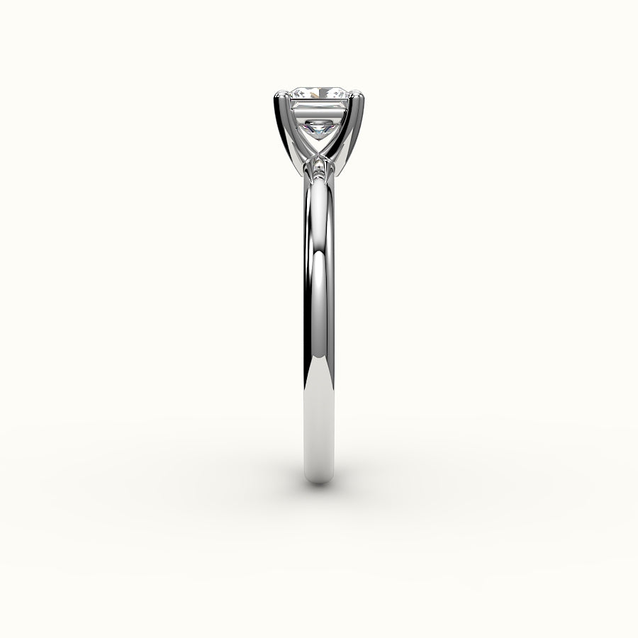 Princess Cut Solitaire Ring Setting with Support Rail