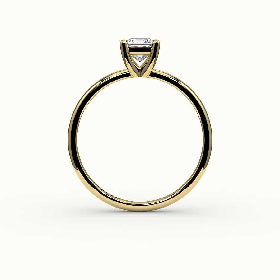 Princess Cut Solitaire Ring Setting with Support Rail