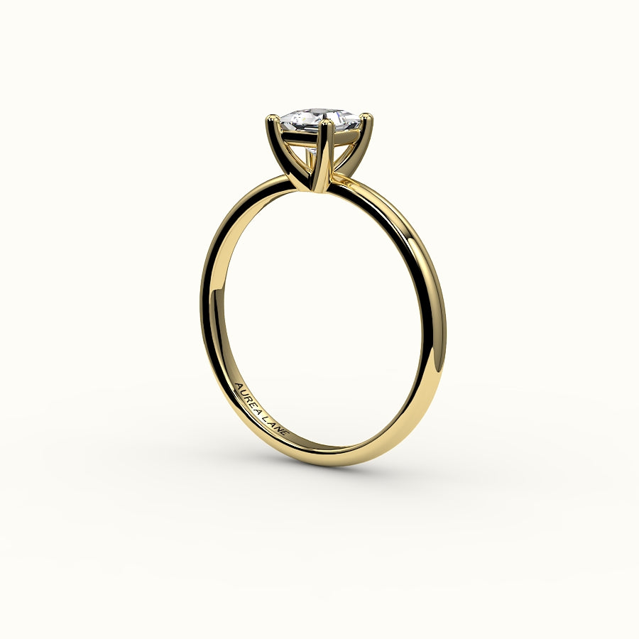Princess Cut Solitaire Ring Setting with Support Rail