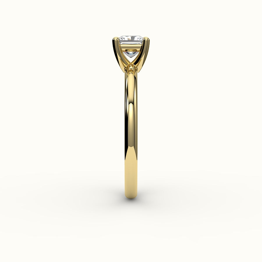 Princess Cut Solitaire Ring Setting with Support Rail