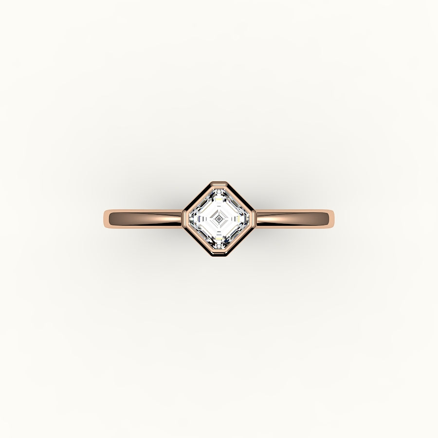 Compass Set Asscher Cut Bezel Ring Setting