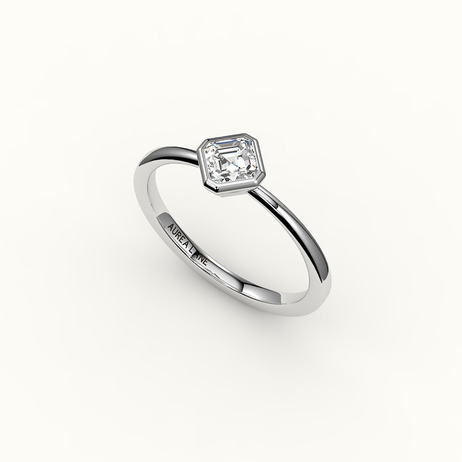 Compass Set Asscher Cut Bezel Ring Setting