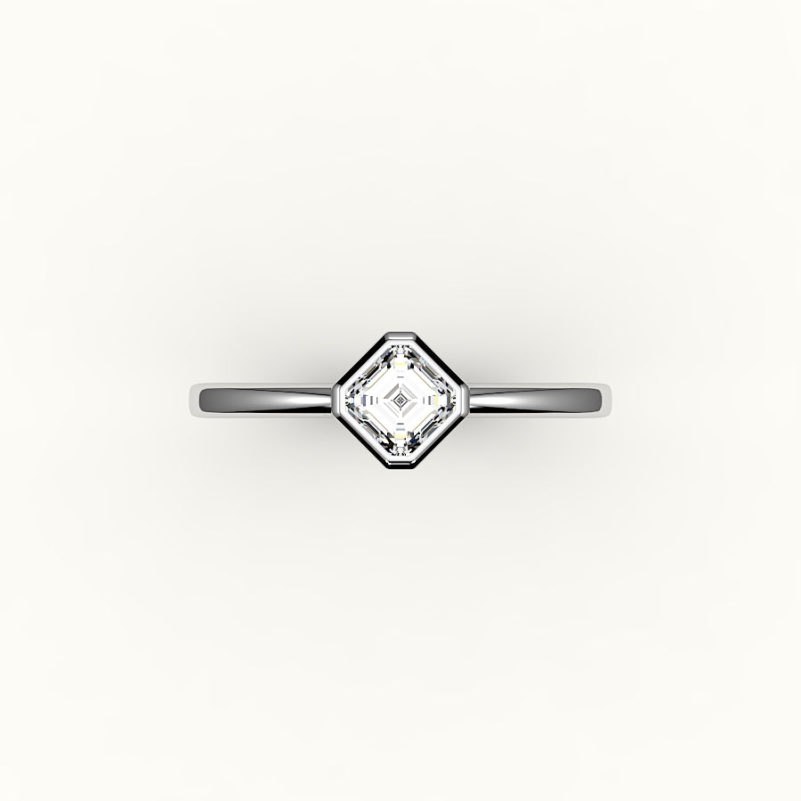 Compass Set Asscher Cut Bezel Ring Setting