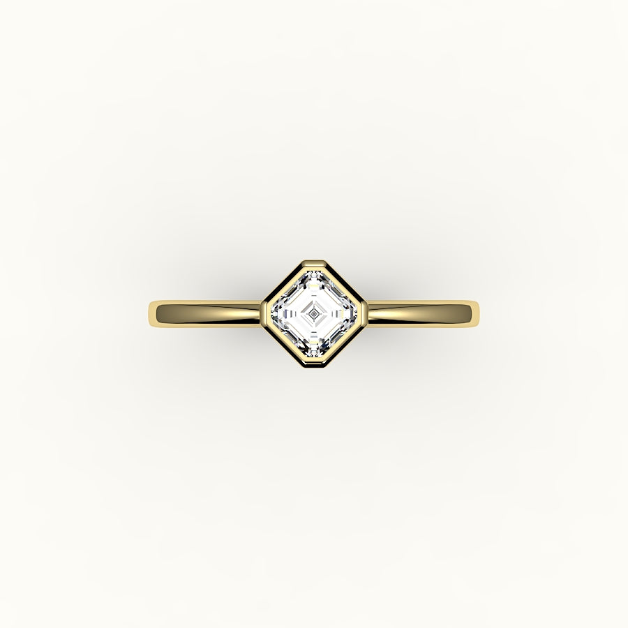 Compass Set Asscher Cut Bezel Ring Setting