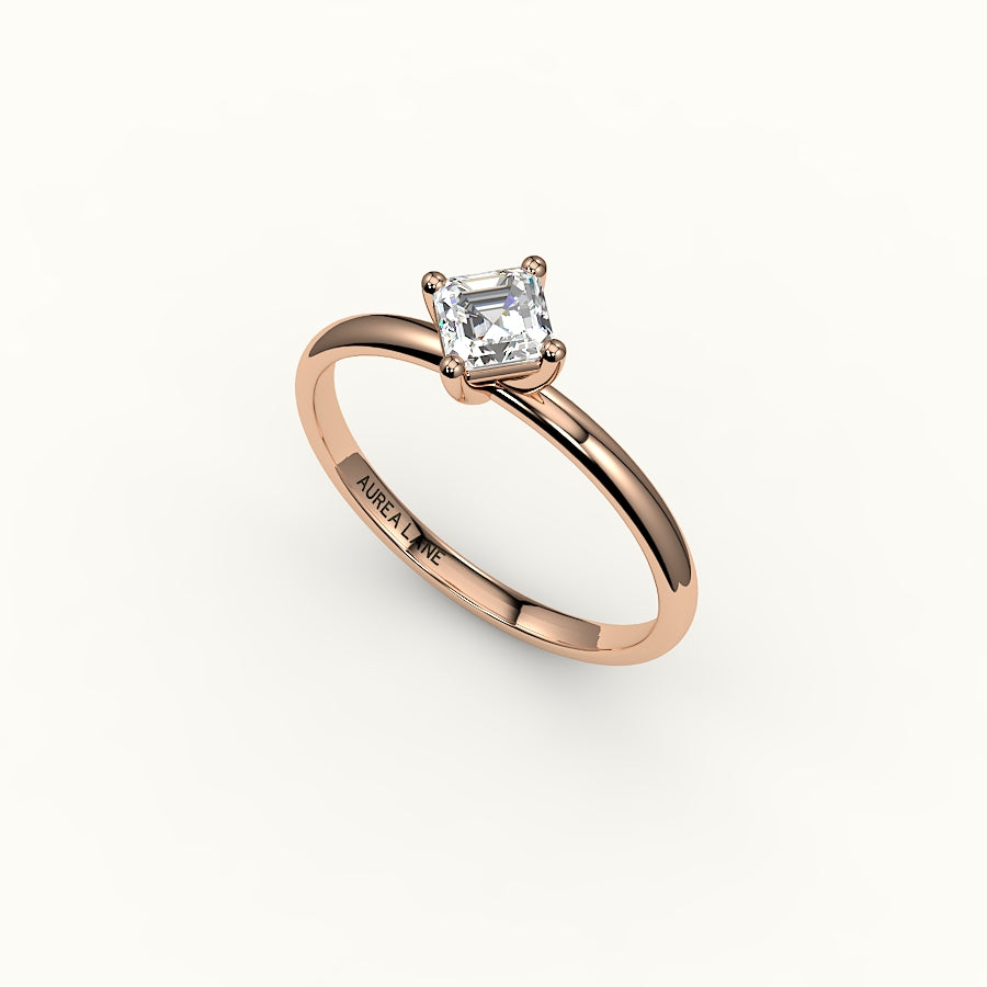 Compass Set Asscher Cut Solitaire Ring Setting