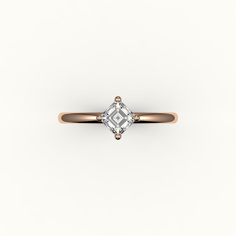 Compass Set Asscher Cut Solitaire Ring Setting