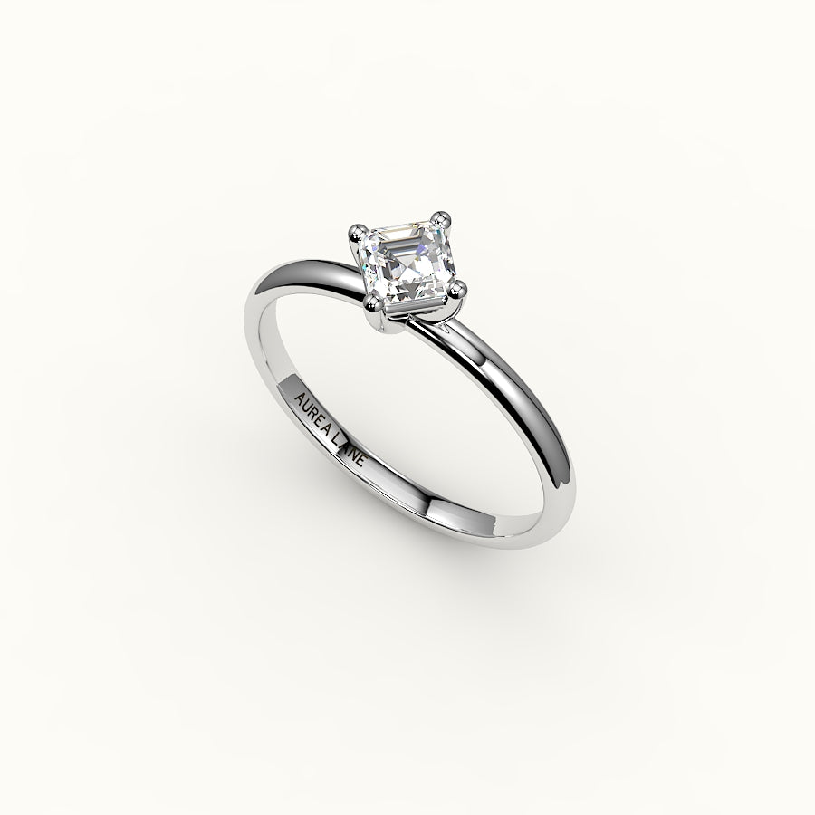 Compass Set Asscher Cut Solitaire Ring Setting