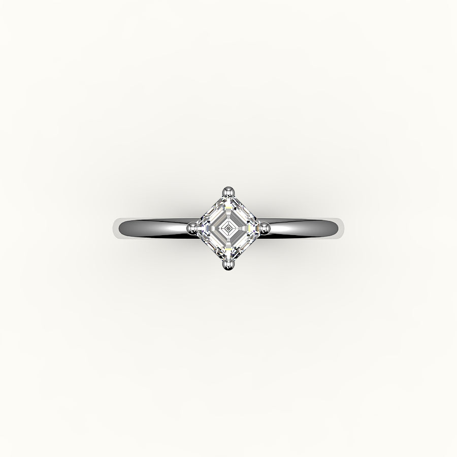 Compass Set Asscher Cut Solitaire Ring Setting