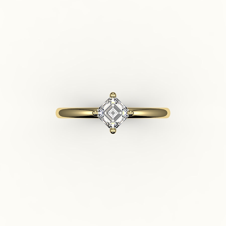 Compass Set Asscher Cut Solitaire Ring Setting