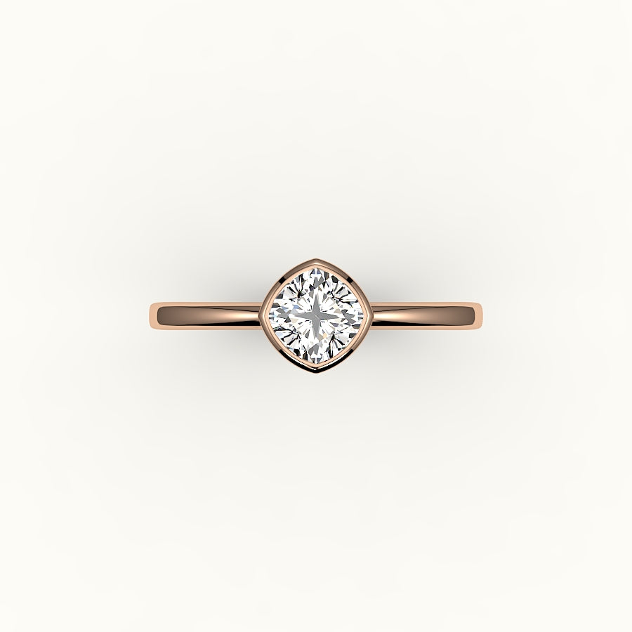 Compass Set Cushion Cut Bezel Ring Setting