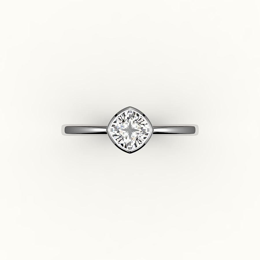 Compass Set Cushion Cut Bezel Ring Setting