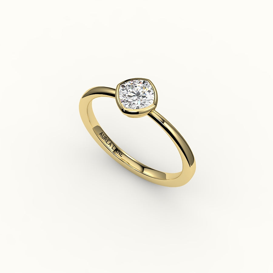 Compass Set Cushion Cut Bezel Ring Setting