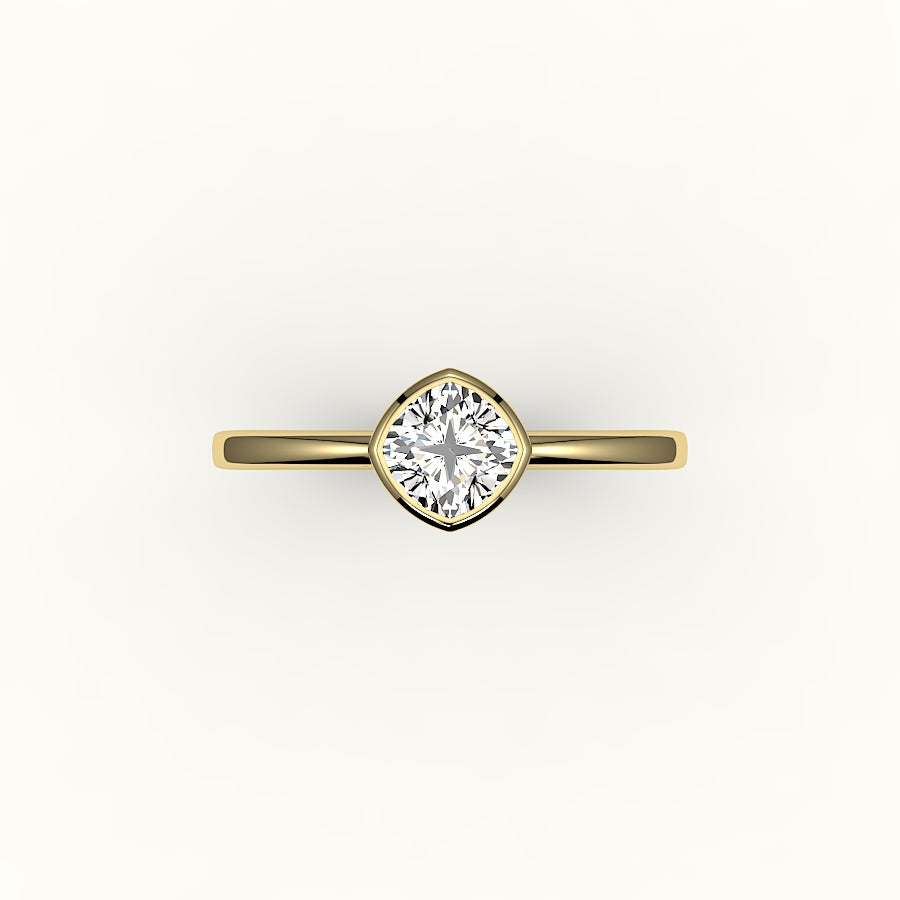 Compass Set Cushion Cut Bezel Ring Setting
