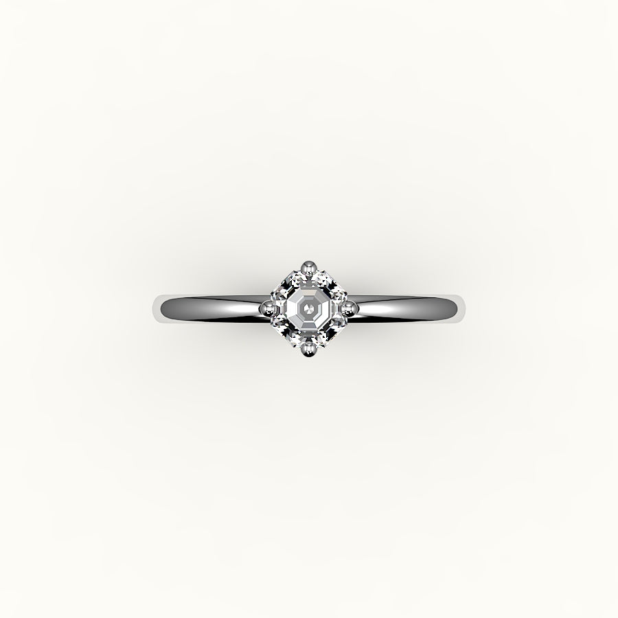 Compass Set Octagon Cut Solitaire Ring Setting