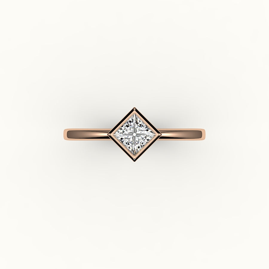 Compass Set Princess Cut Bezel Ring Setting