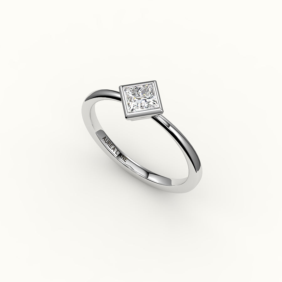 Compass Set Princess Cut Bezel Ring Setting