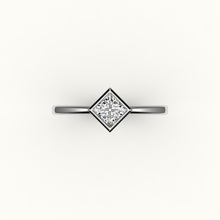 Compass Set Princess Cut Bezel Ring Setting