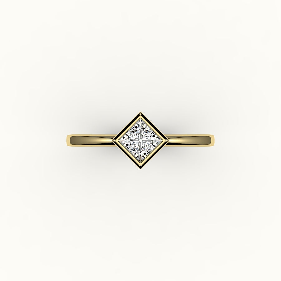 Compass Set Princess Cut Bezel Ring Setting