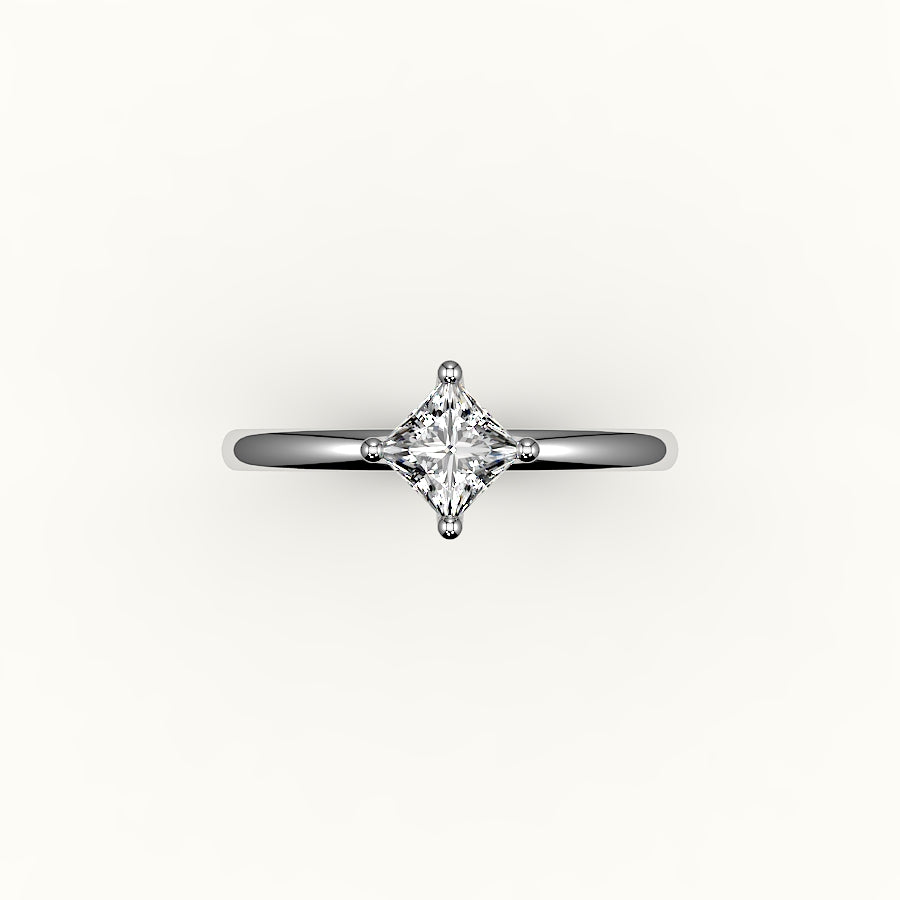 Compass Set Princess Cut Solitaire Ring Setting
