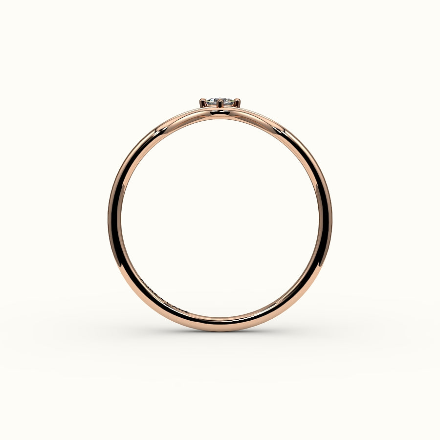 Compass Princess Cut V Diamond Curved Band
