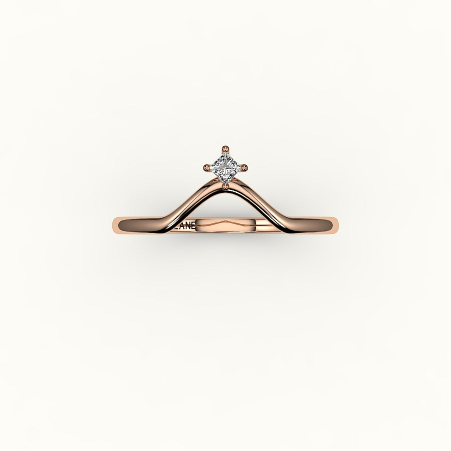 Compass Princess Cut V Diamond Curved Band